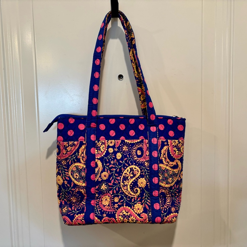 Bagz Quilted Purple Paisley Bag – Gingham Interior, Vibrant Print